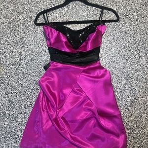 As U Wish ✦ Strapless Huge Ribbon Flashy Pink Mini Dress (size 9)